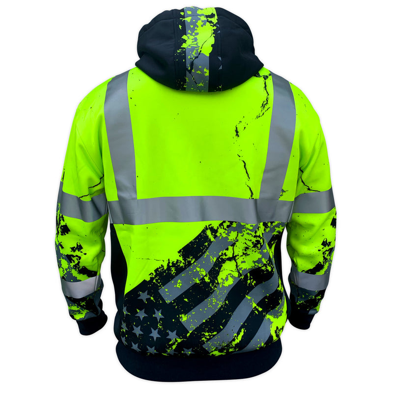 Safety Shirtz SS360º American Grit Yellow Class 3 Type-R Safety Hoodie - HardHatGear