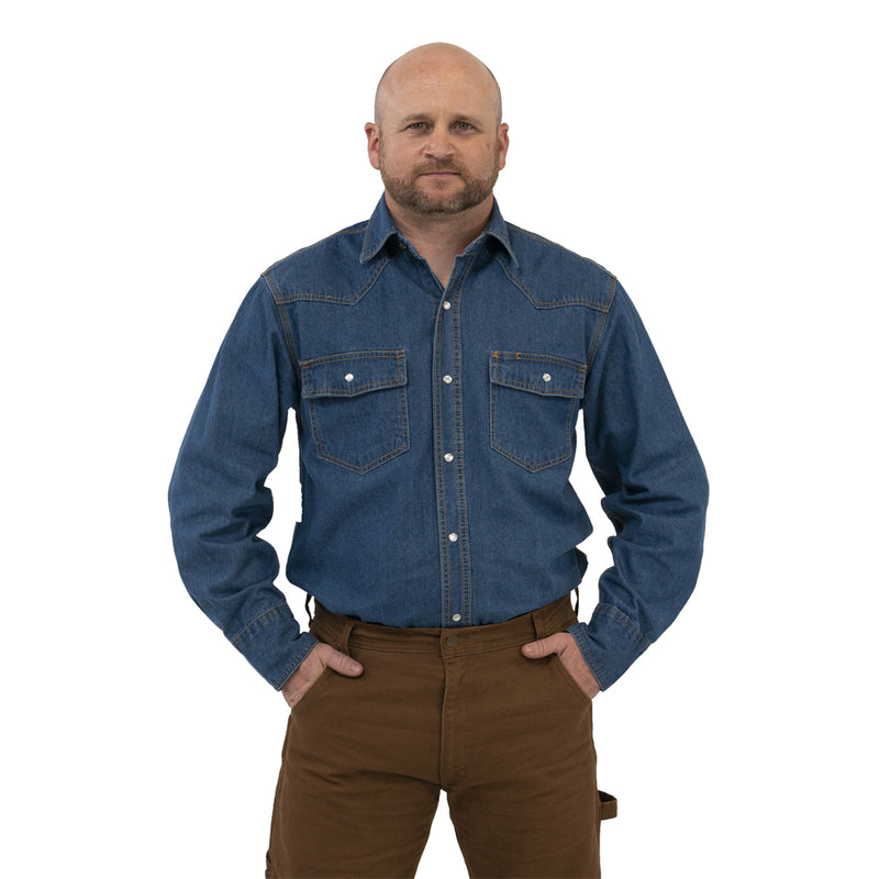 Key Snap Button, Western Style Denim Work Shirt 541.45