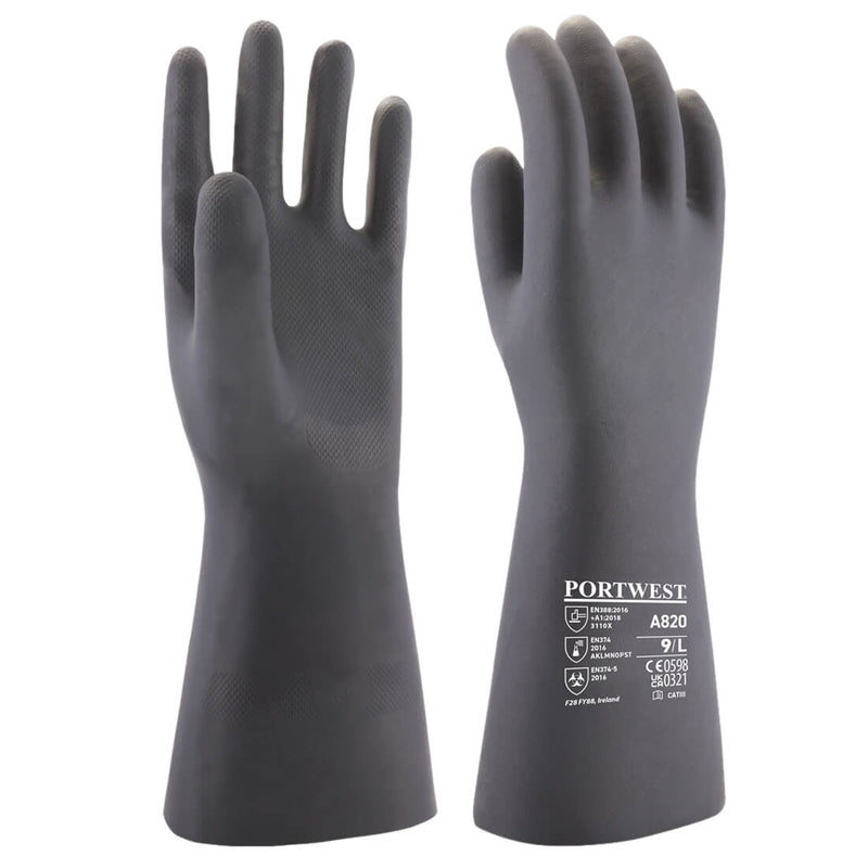 Portwest Neoprene Chemical Gauntlet Black A820 - HardHatGear