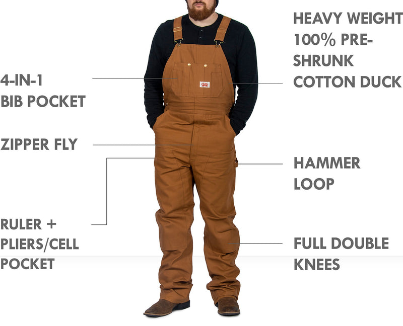 Round House Men's Heavy Duty Duck Bib Overall