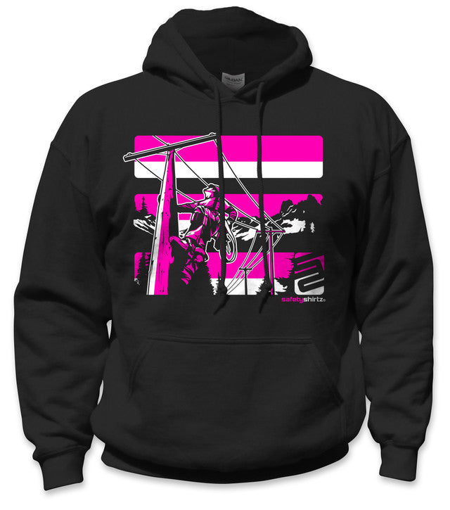 SafetyShirtz - Lineman Safety Hoodie - Pink/Black - HardHatGear