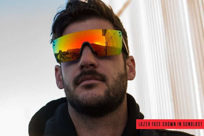 Heat Wave Lazer Face Sunglasses: Black Frame/Sunblast Lens Z87+ - HardHatGear