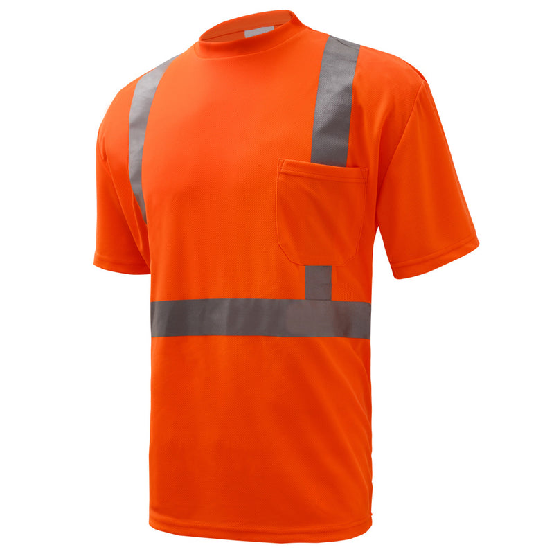 GSS Standard Class 2 Moisture Wicking Short Sleeve Safety T-Shirt with Chest Pocket - HardHatGear