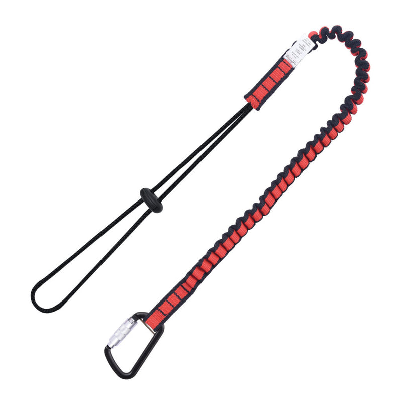 KStrong® Kaptor™ Elasticated Single Leg Tool Lanyard w/Drawstring Cord and Carabiner – 22 lbs. (ANSI) - HardHatGear