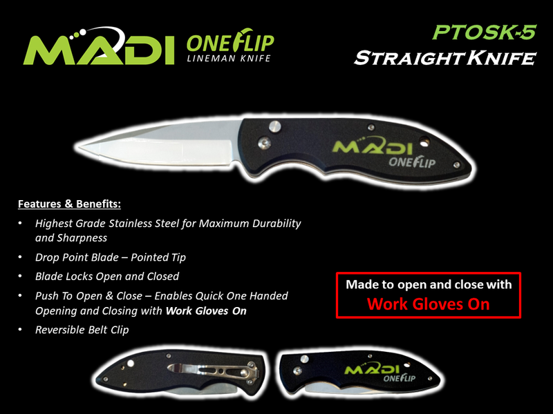 MADI OneFlip Straight Knife PTOSK-5 - HardHatGear