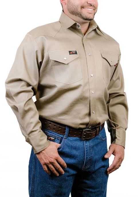 Forge FR Snap Front Khaki Work Shirt - HardHatGear