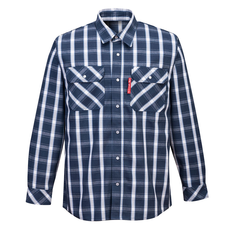 Portwest Bizflame Shirt 88/12 FR-UFR97-Navy Plaid - HardHatGear